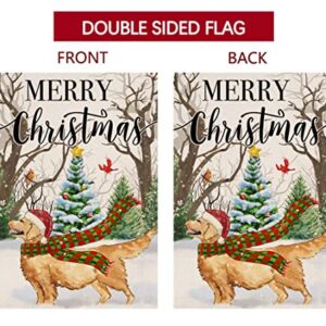 Christmas Dog Garden Flag 12x18 Vertical Double Sided Merry Christmas Trees Farmhouse Winter Holiday Outside Decorations Burlap Yard Flag BW217