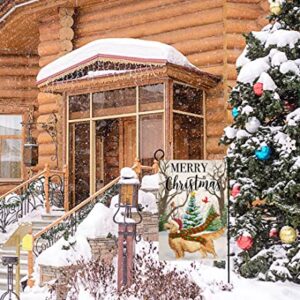 Christmas Dog Garden Flag 12x18 Vertical Double Sided Merry Christmas Trees Farmhouse Winter Holiday Outside Decorations Burlap Yard Flag BW217