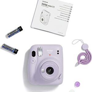 Fujifilm Instax Mini 11 Instant Film Camera with Automatic Exposure and Flash, Polaroid Camera, Fujinon 60mm Lens with Selfie Mirror, Optical Viewfinder - Lilac Purple (Renewed)