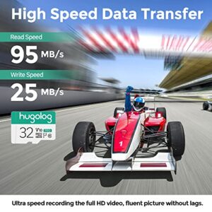 Hugolog 32GB Micro SD Card, Micro SDXC UHS-I Memory Card – 95MB/s,633X,U3,C10, Full HD Video V30, A1, FAT32, High Speed Flash TF Card P500 for Phone/Tablet/PC/Computer