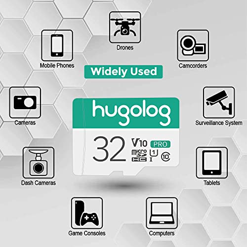 Hugolog 32GB Micro SD Card, Micro SDXC UHS-I Memory Card – 95MB/s,633X,U3,C10, Full HD Video V30, A1, FAT32, High Speed Flash TF Card P500 for Phone/Tablet/PC/Computer