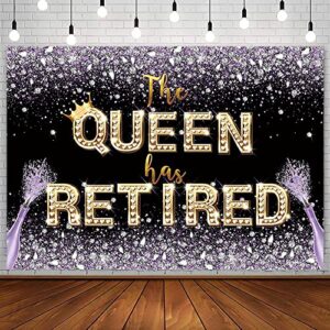 aibiin 7x5ft the queen has retired backdrop happy retirement for woman farewell party purple black gold glitter diamond champagne crown background officially congrats retire decoration banner props