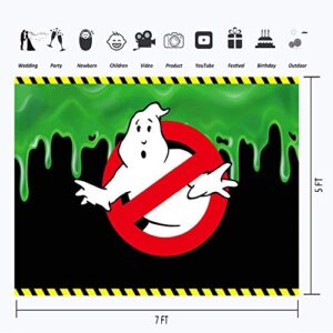 LINFENG Photo Backdrop Green Slime 7x5ft Cartoon Ghosterbusters Happy Birthday Background for Kids Vinyl Ghostbusters Theme Party Tablecloth Child Room Wall Decor Poster