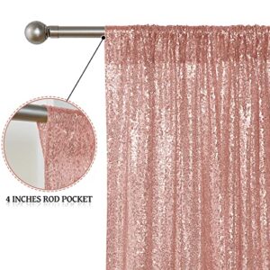 Sugargirl Rose Gold Sequin Backdrop Curtain 2 Panels 2FTx8FT Glitter Rose Gold Background Drapes Sparkle Photography Backdrop for Party Wedding Birthday Wall Decoration