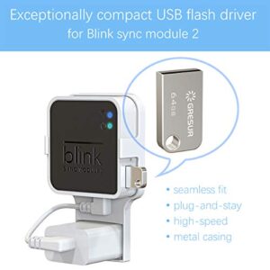 64GB USB Flash Drive and Wall Mount for Blink Sync Module 2, Space Saving Mount Bracket Holder for All-New Blink Outdoor Blink Indoor Home Security Camera with Easy Mount Short Cable