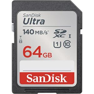 sandisk 64gb ultra sdxc uhs-i memory card – up to 140mb/s, c10, u1, full hd, sd card – sdsdunb-064g-gn6in