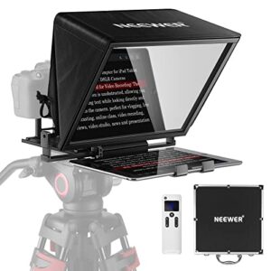neewer teleprompter x14 with rt-110 remote & app control (bluetooth connection via neewer teleprompter app), portable no assembly compatible with ipad android tablet, smartphone, dslr camera
