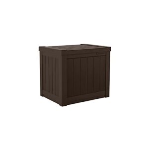 Suncast 22-Gallon Small Deck Box - Lightweight Resin Outdoor Storage Deck Box and Seat for Patio Cushions, Gardening Tools and Toys - Java Brown