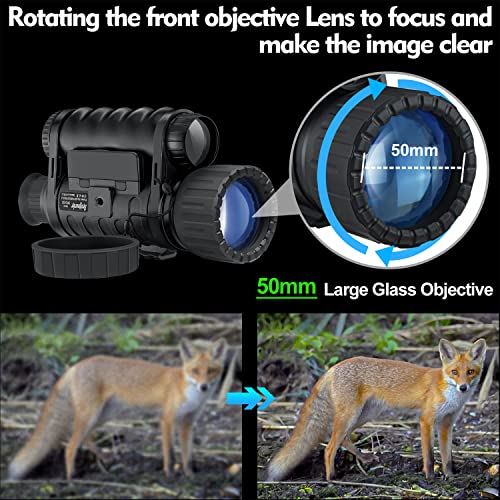 Bestguarder Digital Night Vision Monocular for Adults, True IR Illuminator for Complete Darkness, High Sensitivity COMS Sensor Night Goggles Night Vision Binoculars for Hunting/WG-50