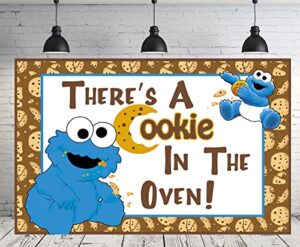 baby cookie monster backdrop for gender reveal party supplies 5x3ft there’s a cookie in the oven banner for street baby shower party decorations