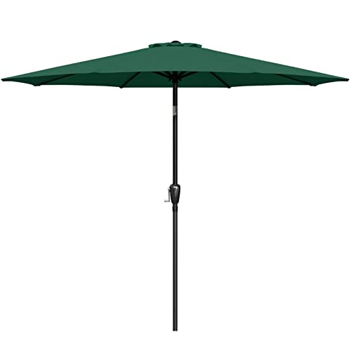 Simple Deluxe Patio Umbrella Outdoor, UV Protection Sunshade with Push Button Tilt/Crank and 8 Sturdy Ribs, for Table Garden Lawn Beach Pool, 9 FT, Green 1-pack-NEW