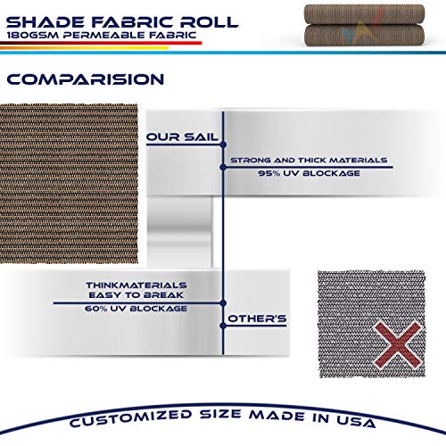 Windscreen4less Brown Sunblock Shade Cloth,95% UV Block Shade Fabric Roll 8ft x 25ft