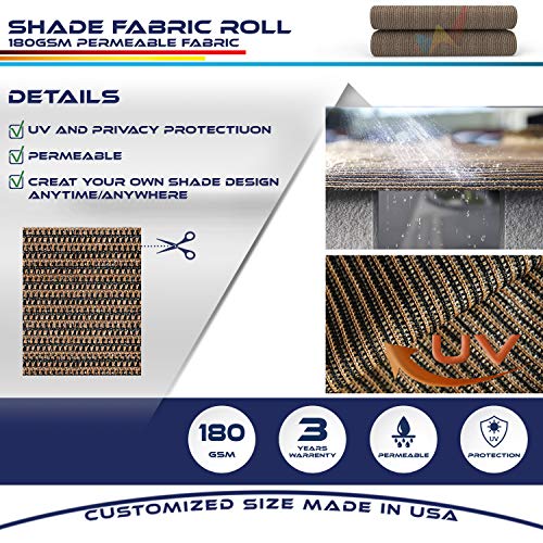 Windscreen4less Brown Sunblock Shade Cloth,95% UV Block Shade Fabric Roll 8ft x 25ft