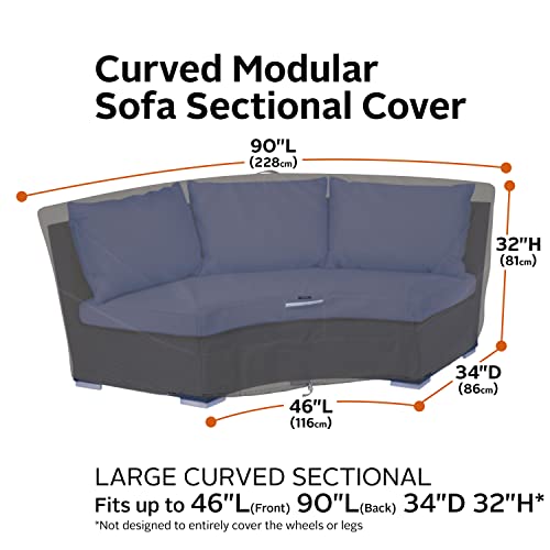 Classic Accessories Ravenna Water-Resistant 46 Inch Patio Curved Modular Sectional Sofa Cover, Patio Furniture Covers