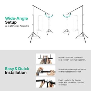 Julius Studio 30 feet Max Crossbar, 250° Rotatable Angle, Triple Wide Telescopic Backdrop Stands, Background Support System with 10 Spring Clamps and 4 Counter Weight Sand Bags, JSAG795