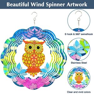 JOPESO Wind Spinners Outdoor Metal Stainless Steel 3D Hanging Wind Spinner for Yard and Garden, 9.8inch Wind Spinner Art Gifts with 360 Degree Rotating Hook