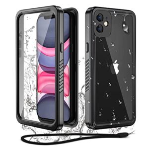 wifort iphone 11 waterproof case – built-in screen protector water resistant cover protective drop protection hard, shockproof full body defender tough military grade – 6.1″ black