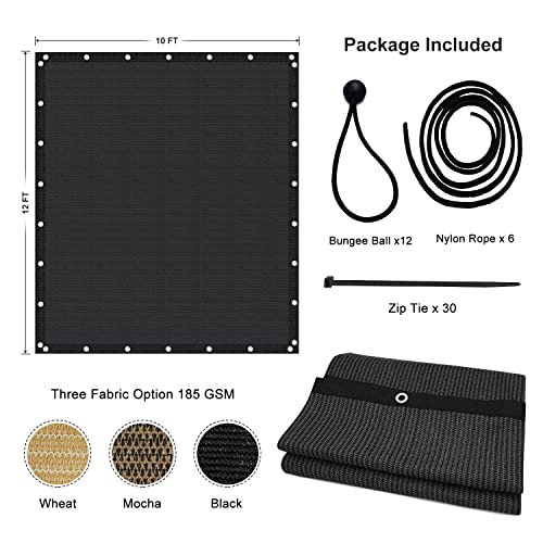 Artpuch Pergola Shade Cover 10'X12'FT Outdoor Sun Shade Cloth with Grommets Shade Tarp for Patio, Carport, Backyard