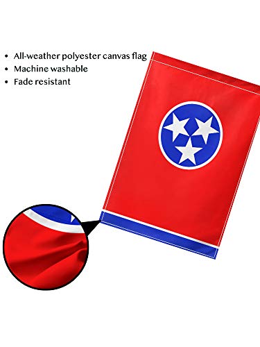 Tennessee State Flag, Double Sided Seasonal Garden Flag for Outside, Double Stitched Patio Decorative Yard Lawn Banner for All Seasons, 18"x12", Red Blue