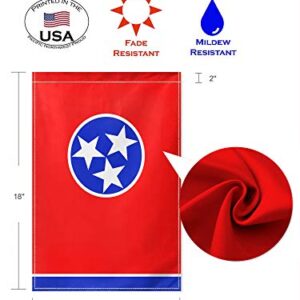 Tennessee State Flag, Double Sided Seasonal Garden Flag for Outside, Double Stitched Patio Decorative Yard Lawn Banner for All Seasons, 18"x12", Red Blue