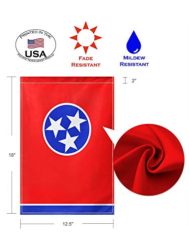 Tennessee State Flag, Double Sided Seasonal Garden Flag for Outside, Double Stitched Patio Decorative Yard Lawn Banner for All Seasons, 18"x12", Red Blue