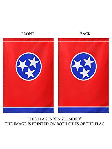 Tennessee State Flag, Double Sided Seasonal Garden Flag for Outside, Double Stitched Patio Decorative Yard Lawn Banner for All Seasons, 18"x12", Red Blue