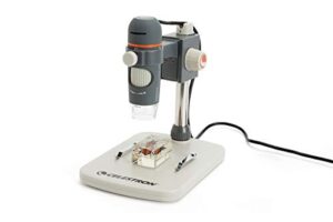celestron – 5 mp digital microscope pro – handheld usb microscope compatible with windows pc and mac – 20x-200x magnification – perfect for stamp collecting, coin collecting
