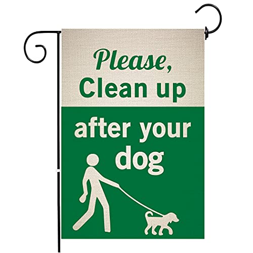 Chengxun Please Clean Up After Your Pet Flag No Pooping Yard Sign Dog Poop Garden Flag Lawn Decoration Fabric Sign