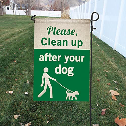 Chengxun Please Clean Up After Your Pet Flag No Pooping Yard Sign Dog Poop Garden Flag Lawn Decoration Fabric Sign