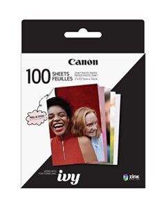 canon zink™ sticky back photo paper pack (100 sheets), compatible to ivy mini photo printer, ivy cliq +2 instant camera printer and ivy cliq 2 instant camera printer
