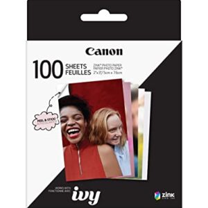 Canon ZINK™ Sticky Back Photo Paper Pack (100 Sheets), Compatible to IVY Mini Photo Printer, IVY CLIQ +2 Instant Camera Printer and IVY CLIQ 2 Instant Camera Printer