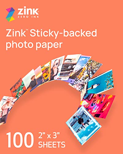 Canon ZINK™ Sticky Back Photo Paper Pack (100 Sheets), Compatible to IVY Mini Photo Printer, IVY CLIQ +2 Instant Camera Printer and IVY CLIQ 2 Instant Camera Printer