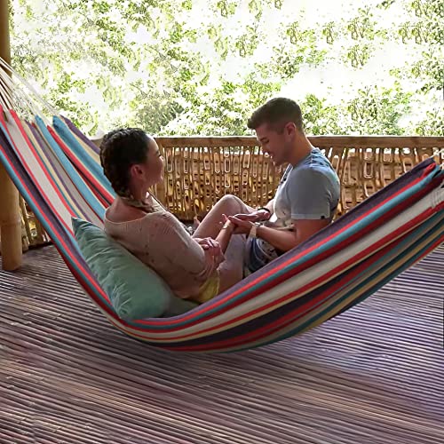 NORIDA Indoor Hammock Garden Cotton Hammocks with Tree Straps for Hanging Durable Up to 450lbs,Portable with Travel Bag, Comfortable Fabric Perfect for Outdoor Porch Patio Backyard(Blue Lashes)