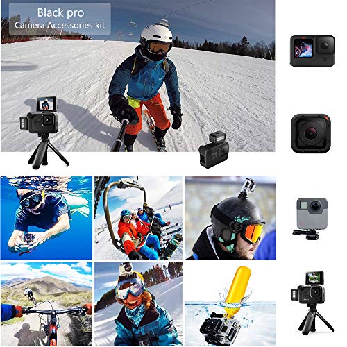 Black pro 60 in 1 Camera Accessories Kit Compatible with GoPro Hero 11 10 9 8 7, GoPro Max, GoPro Fusion, DJI Osmo Action, AKASO, APEMAN, Campark, SJCAM