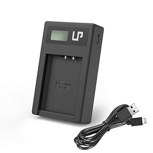 LP-E10 Charger, LP Charger with LCD Display, USB Charging Port, Compatible with Canon EOS Rebel T7, T6, T5, T3, T100, 4000D, 3000D, 2000D, 1500D, 1300D, 1200D, 1100D(Not for T3i T5i T6i T6s T7i)