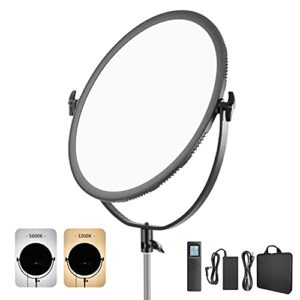 neewer led bi-color studio round lighting, ultra thin studio edge flapjack light, 18”/45.5cm 70w dimmable portrait light with ac adapter/2.4g wireless remote (battery/light stand not included)