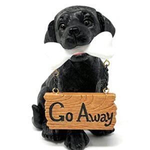 Nature's Mark Black Labrador Retriever Dog Puppy Statue with Welcome Sign Resin Garden Statue Decor 6.7" H
