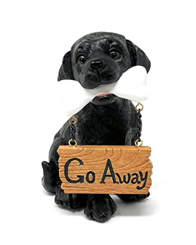 Nature's Mark Black Labrador Retriever Dog Puppy Statue with Welcome Sign Resin Garden Statue Decor 6.7" H