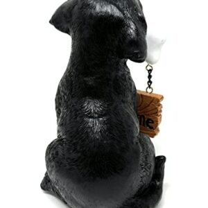 Nature's Mark Black Labrador Retriever Dog Puppy Statue with Welcome Sign Resin Garden Statue Decor 6.7" H