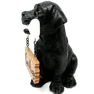 Nature's Mark Black Labrador Retriever Dog Puppy Statue with Welcome Sign Resin Garden Statue Decor 6.7" H