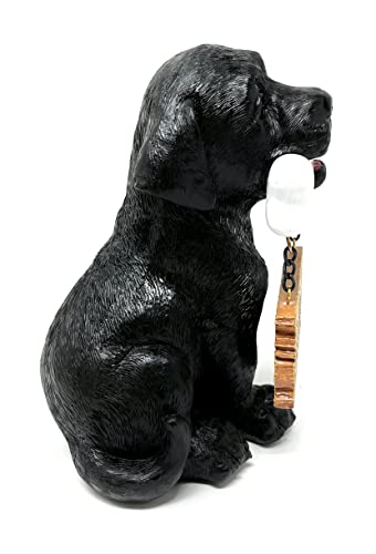 Nature's Mark Black Labrador Retriever Dog Puppy Statue with Welcome Sign Resin Garden Statue Decor 6.7" H