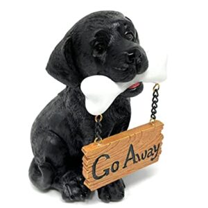 Nature's Mark Black Labrador Retriever Dog Puppy Statue with Welcome Sign Resin Garden Statue Decor 6.7" H