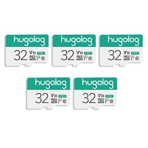 hugolog 32gb micro sd card 5 pack, micro sdxc uhs-i memory card – 95mb/s,633x,u3,c10, full hd video v30, a1, fat32, high speed flash tf card p500 for phone/tablet/pc/computer