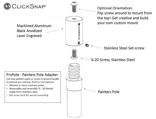 ProPole - Painter's Pole Adapter - Made in The USA - Camera Monopod, Selfie Stick, Extension Pole, Telescoping Pole