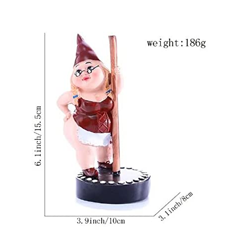 Pole Dancing Gnome Garden Statue! 6 Inch Pole Dancer Gnomes Figurine Garden Landscape Outdoor Decor! Polyresin Gnome Resin Dwarf Sculpture Art Decor!