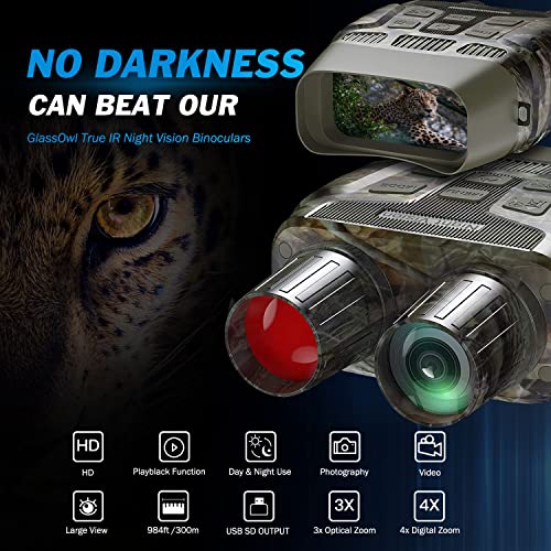 JStoon Night Vision Goggles Night Vision Binoculars - Digital Infrared Night Vision for Viewing in 100% Darkness-HD 1080p Image & Video from 300m/984ft for Hunting & Surveillance