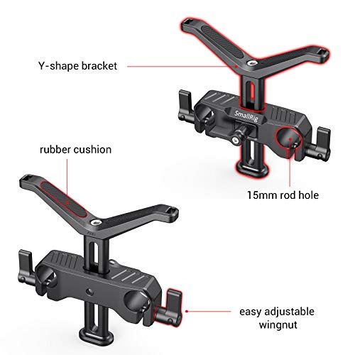 SmallRig 15mm Long Lens Support, 53.5mm Height Adjustable Lens Bracket for DSLR Camera Shoulder Rig - BSL2681