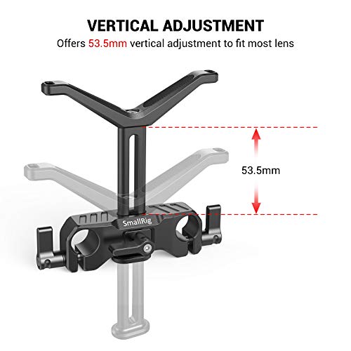 SmallRig 15mm Long Lens Support, 53.5mm Height Adjustable Lens Bracket for DSLR Camera Shoulder Rig - BSL2681