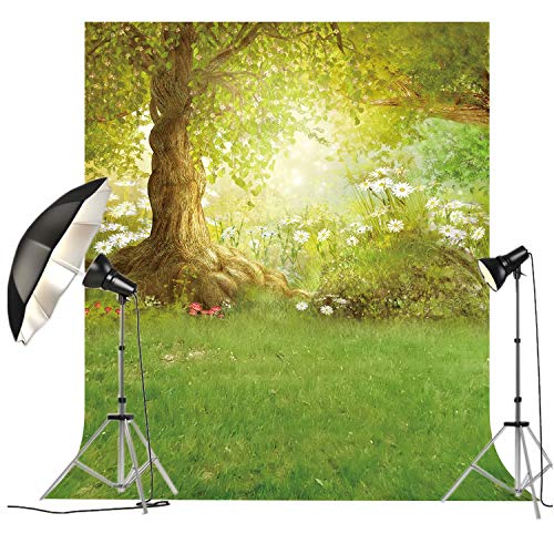 AOSTO 6x10ft Spring Photography Backdrop Easter Woodland Meadow Flower Fairy Tale Under The Tree Background XT-3992