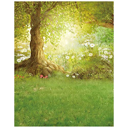 AOSTO 6x10ft Spring Photography Backdrop Easter Woodland Meadow Flower Fairy Tale Under The Tree Background XT-3992